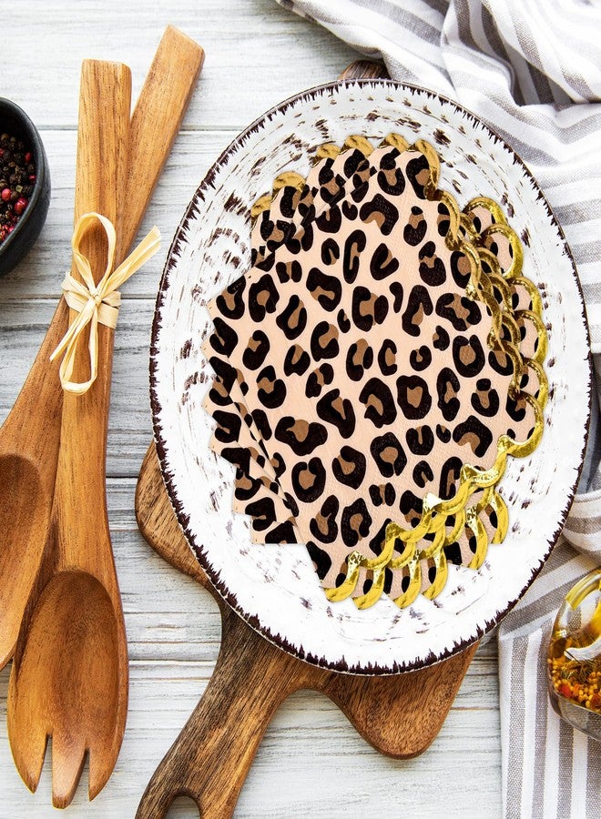 JarThenaAMCS مناديل ورقية من جارثينا إيه إم سي إس، 100 قطعة، بنقشة الفهد، مزينة بحواف مموجة، بنقشة جلد النمر، مناسبة لحفلات العشاء والحلويات، مثالية لأعياد الميلاد وحفلات استقبال المولود الجديد وحفلات بطابع الغابة. - Image 4